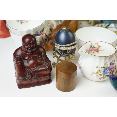 76 - Assorted selection of China ware and other ornamental pieces including a Royal Worcester tea pot, cu... 