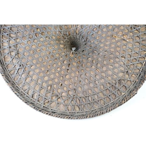 79A - Vintage Asian wicker hand woven conical field hat. 62cm diameter