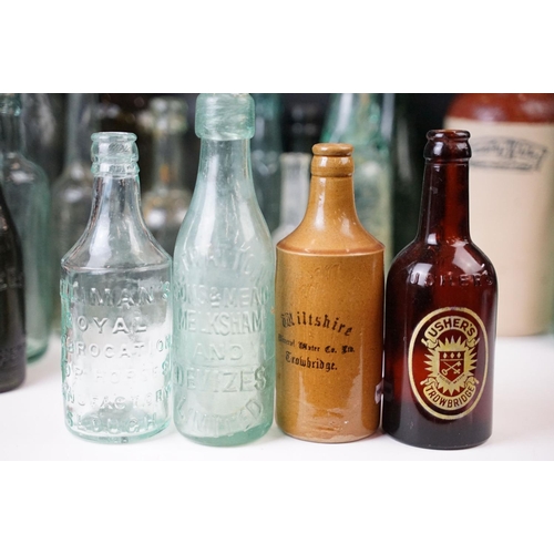 86 - Selection of Antique and Vintage glass and ceramic bottles of varying shapes and sizes, Bath and Wil... 