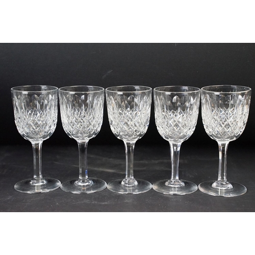 88 - Selection of cut glass wine and sherry glasses in various shapes and pattern designs.