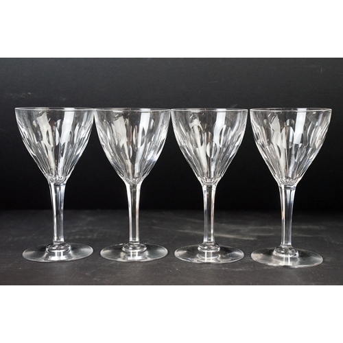 88 - Selection of cut glass wine and sherry glasses in various shapes and pattern designs.