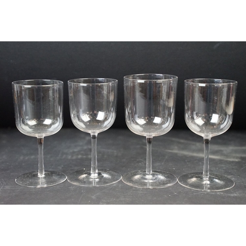 88 - Selection of cut glass wine and sherry glasses in various shapes and pattern designs.