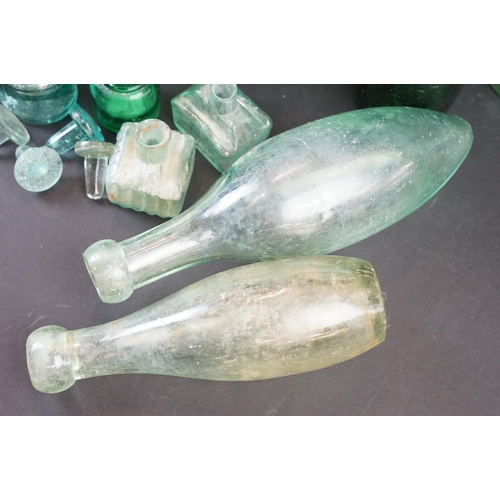 98 - Selection of Antique and Vintage glass and ceramic bottles of varying shapes and sizes, Torpedo bott... 