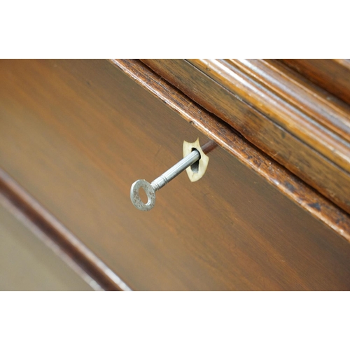 595 - 19th Century mahogany chest on chest having rounded medallion handles canted reeded corners to the t... 