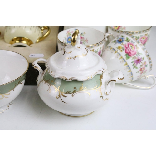 61 - Grafton China 'Malvern' tea set service with floral and gilt borders to include tea pot, coffee pot,... 