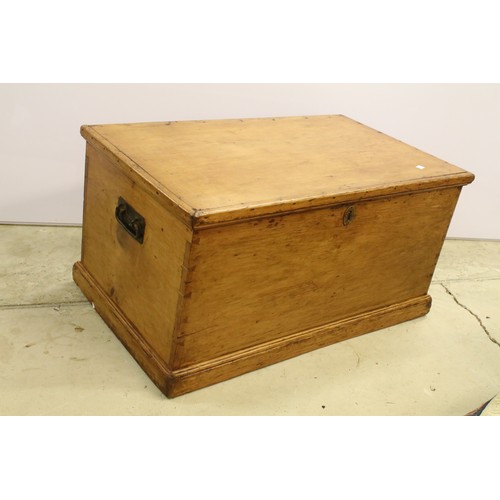 616 - Victorian pine blanket box with three secret drawers housed in candle box