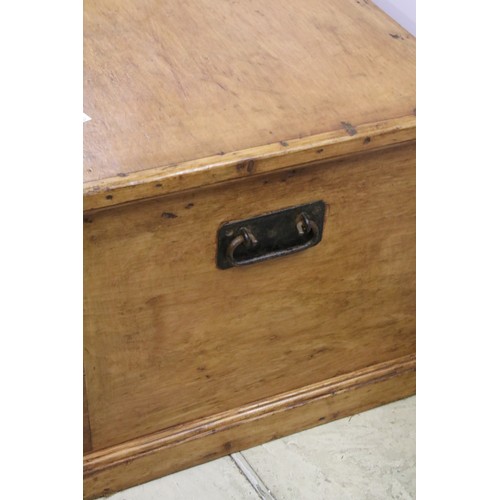 616 - Victorian pine blanket box with three secret drawers housed in candle box