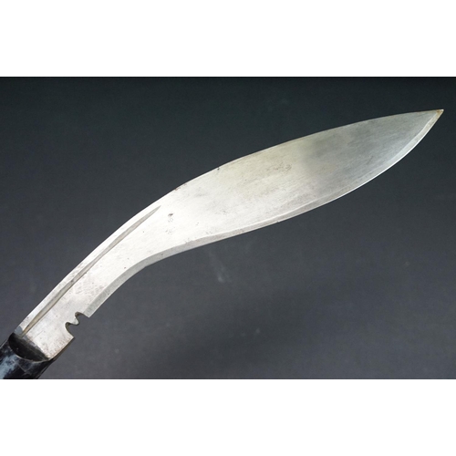 116 - A World War Two / WW2 Pioneer Kukri, steel blade, two piece riveted wooden handle, blade marked Pion... 