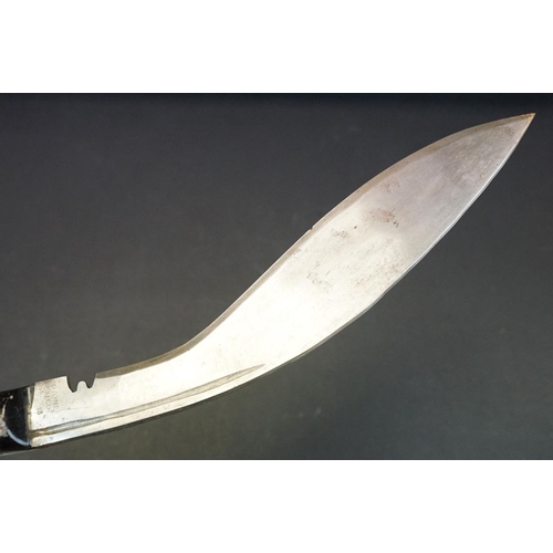 116 - A World War Two / WW2 Pioneer Kukri, steel blade, two piece riveted wooden handle, blade marked Pion... 