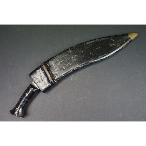 116 - A World War Two / WW2 Pioneer Kukri, steel blade, two piece riveted wooden handle, blade marked Pion... 