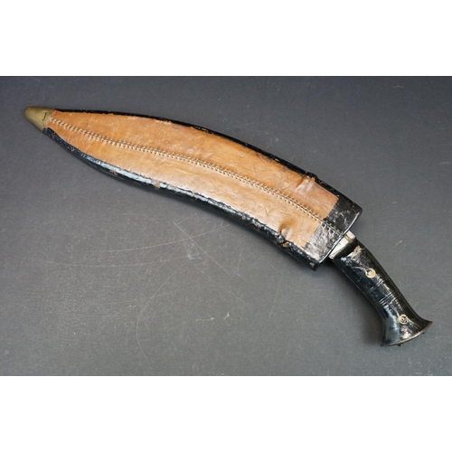 116 - A World War Two / WW2 Pioneer Kukri, steel blade, two piece riveted wooden handle, blade marked Pion... 