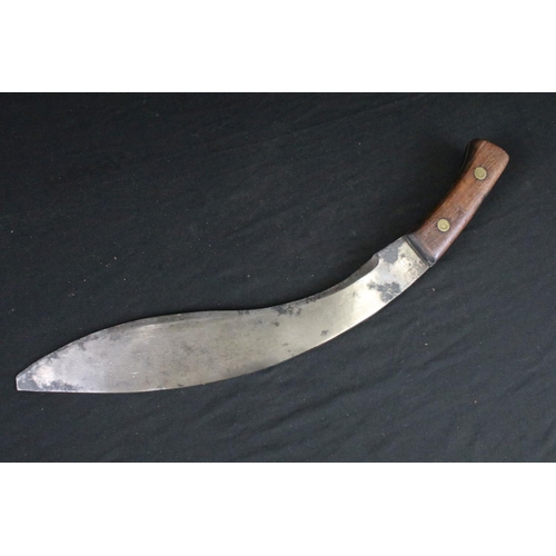 118 - A World War Two / WW2 Kukri, Steel Blade marked S.C.W. 43, two piece wooden riveted handle, scarce e... 