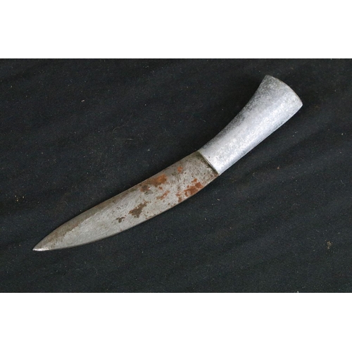 120 - A World War Two / WW2 era Gurkha Kukri knife, steel fullered blade, aluminium handle with brass fitt... 