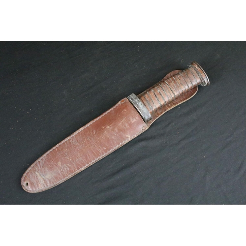 123 - A United States M1 1918 Bayonet to Trench fighting knife cut down conversion, blade marked S A 1918,... 