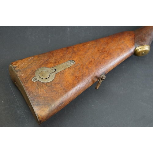 132 - An antique percussion cap muzzle loading rifle, overall length approx 119cm,