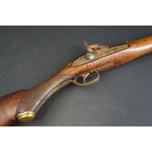 132 - An antique percussion cap muzzle loading rifle, overall length approx 119cm,