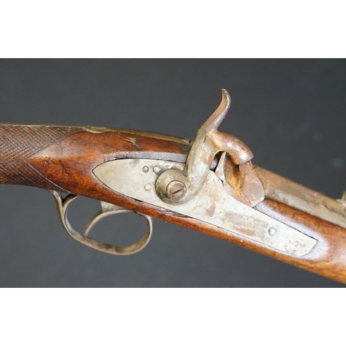 132 - An antique percussion cap muzzle loading rifle, overall length approx 119cm,