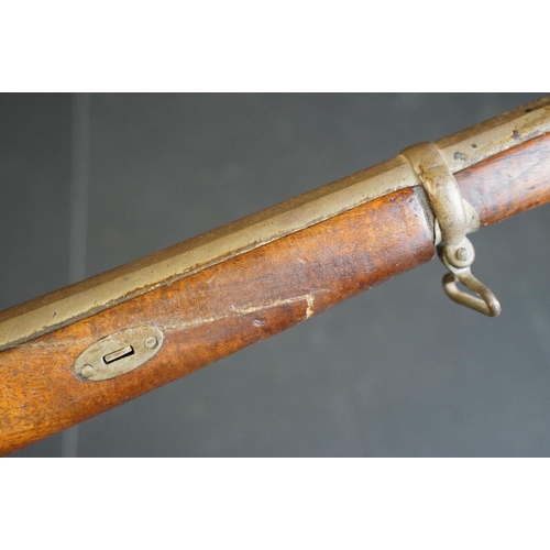 132 - An antique percussion cap muzzle loading rifle, overall length approx 119cm,