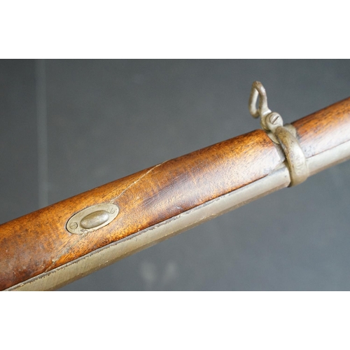 132 - An antique percussion cap muzzle loading rifle, overall length approx 119cm,