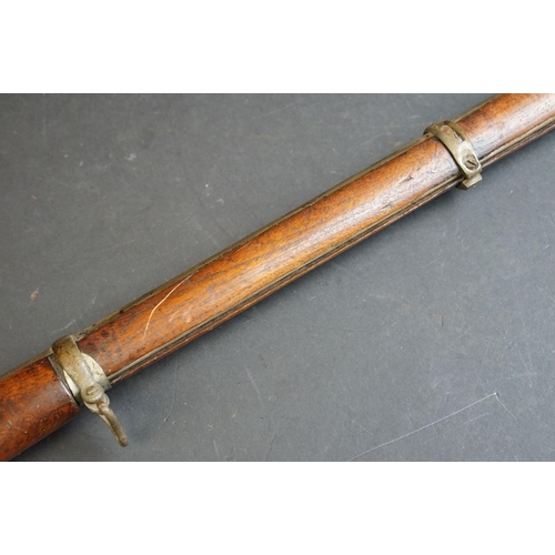 132 - An antique percussion cap muzzle loading rifle, overall length approx 119cm,