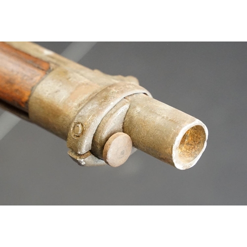 132 - An antique percussion cap muzzle loading rifle, overall length approx 119cm,