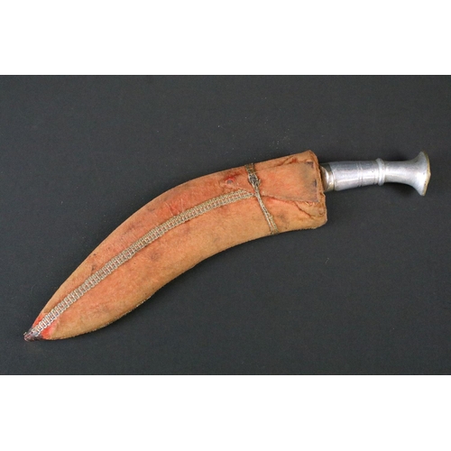 190 - A 20th century Kukri knife, steel blade with dot engraved decoration and marked India, aluminium han... 