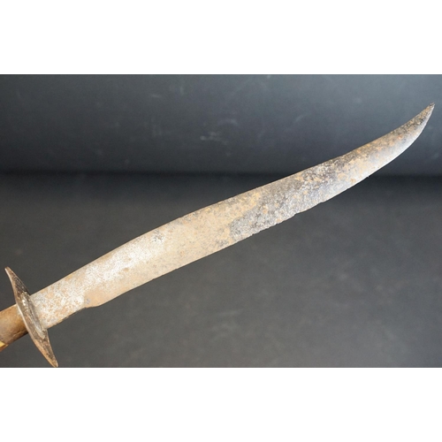 278 - A large antique German hunting knife, steel blade measures approx 35cm, antler handle measures appro... 