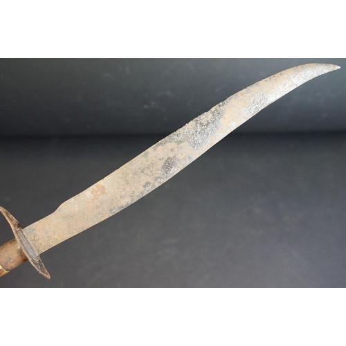 278 - A large antique German hunting knife, steel blade measures approx 35cm, antler handle measures appro... 