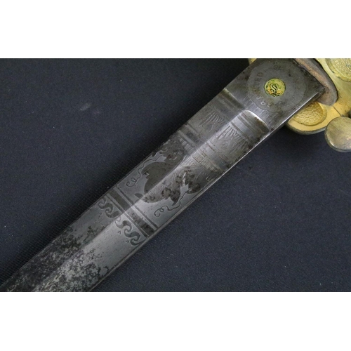 283 - A Victorian Naval Sword, etched 28½