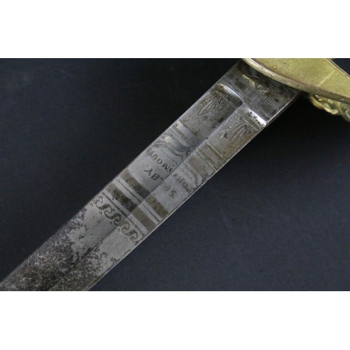 283 - A Victorian Naval Sword, etched 28½