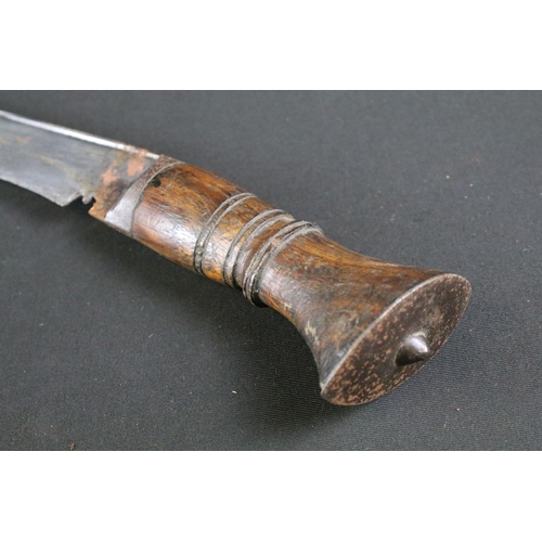 294 - An early 20th century (c.1930's) Dia Chirra Kukri knife, steel chirra blade with grooved fuller, tur... 