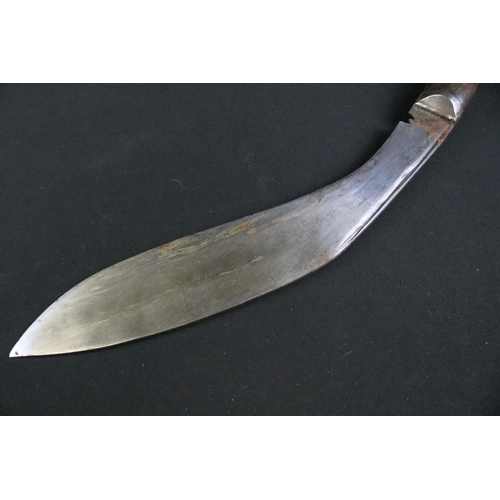 294 - An early 20th century (c.1930's) Dia Chirra Kukri knife, steel chirra blade with grooved fuller, tur... 