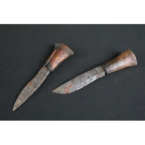 294 - An early 20th century (c.1930's) Dia Chirra Kukri knife, steel chirra blade with grooved fuller, tur... 