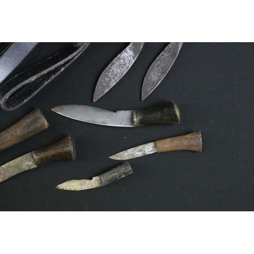 330 - A collection of Kukri small knives and sharpeners together with two leather covered scabbards and a ... 