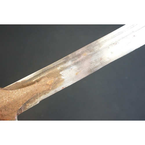 357 - A 19th century Afghan Pulwar sword, single edged curved blade, blade measures approx 89cm, overall l... 