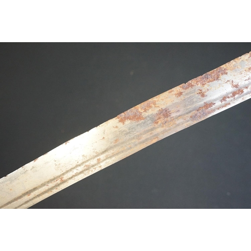 357 - A 19th century Afghan Pulwar sword, single edged curved blade, blade measures approx 89cm, overall l... 