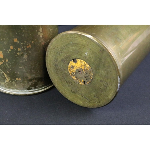 364 - A pair of British World War Two / WW2 25 PR. spent brass shell cases, both dated 1941 and carrying t... 