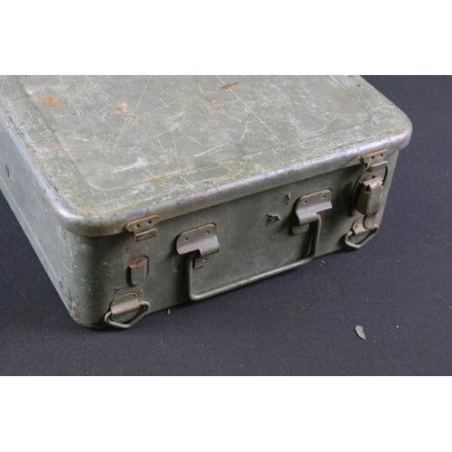 367 - A military issued truck / jeep mounted painted steel first aid box.