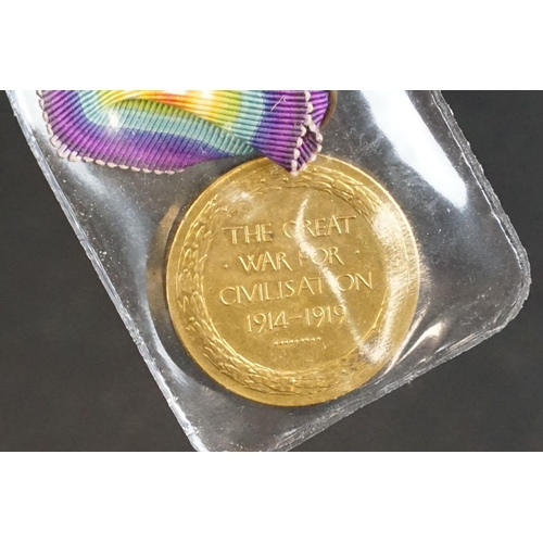 385 - A British World War One / WW1 full size medal trio to include the Great War of Civilisation Victory ... 