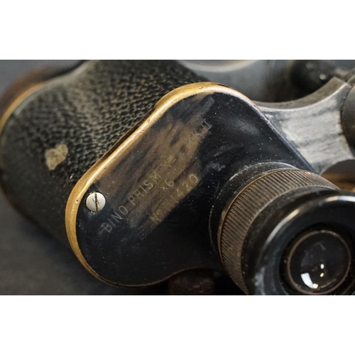 391 - A pair of World War Two / WW2 British military issued Kershaw binoculars, marked with the British br... 