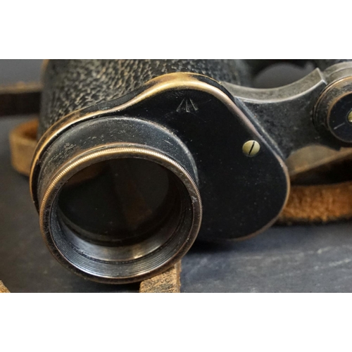 391 - A pair of World War Two / WW2 British military issued Kershaw binoculars, marked with the British br... 