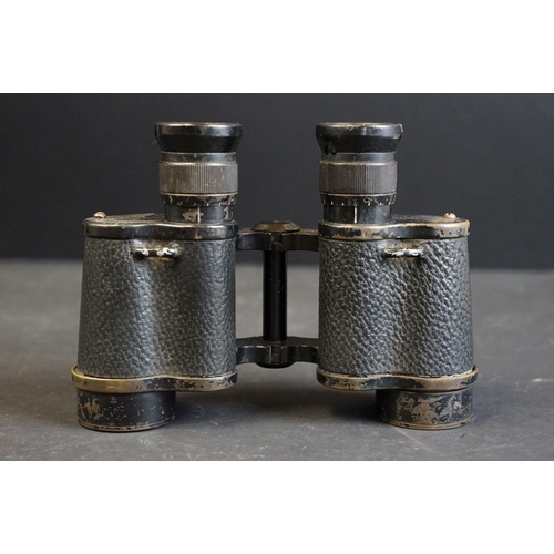 392 - A pair of World War Two / WW2 British military issued Kershaw binoculars, marked with the British br... 