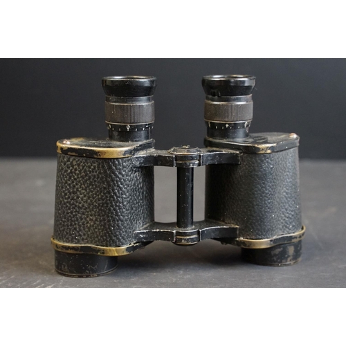 392 - A pair of World War Two / WW2 British military issued Kershaw binoculars, marked with the British br... 