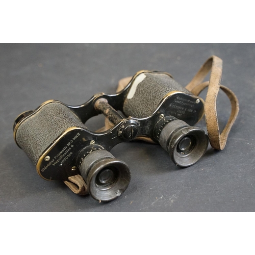 410 - A pair of British World War One / WW1 military issued field binoculars, No.3 MK.II by Kershaw, No.30... 