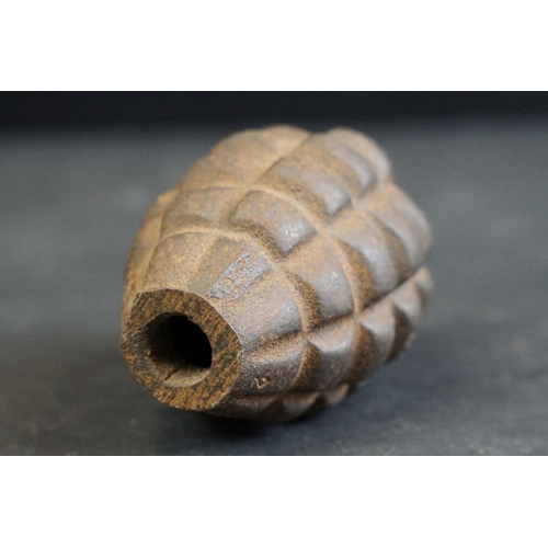 430 - A United States World War Two / WW2 inert RFX (Richmond Foundry) pineapple grenade.