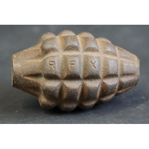 430 - A United States World War Two / WW2 inert RFX (Richmond Foundry) pineapple grenade.