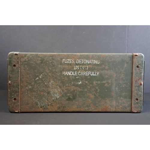 433 - A United States military 72 Fuze PD M935 ammunition box, green painted metal.