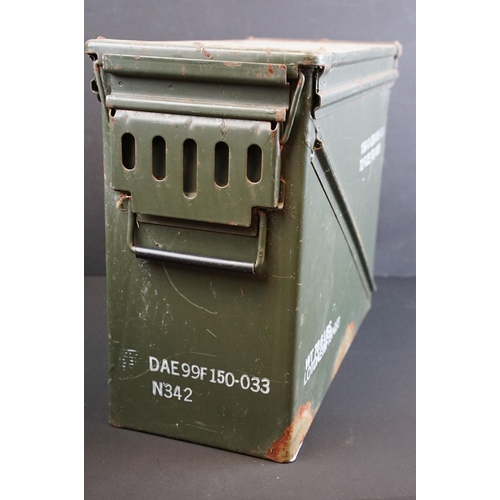 433 - A United States military 72 Fuze PD M935 ammunition box, green painted metal.