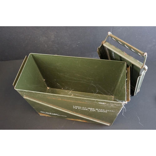 433 - A United States military 72 Fuze PD M935 ammunition box, green painted metal.