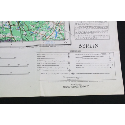 517 - A British military issued World War Two / WW2 1944 dated war department map of Berlin Germany.